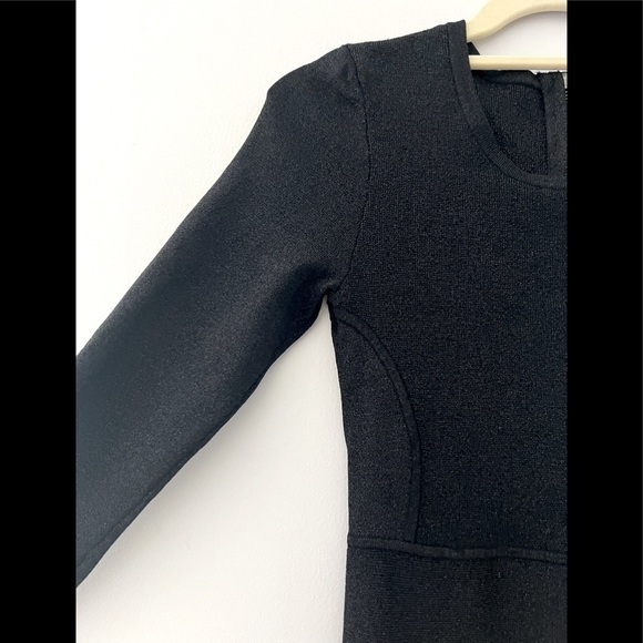 French Connection shimmery black bodycon long sleeve mini dress - Picture 2 of 5